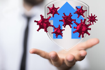 Coronavirus outbreak. stay at home stay safe. keep calm and work from home. 3d.