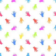 Multicolored Hands Silhouette Motif Seamless Pattern