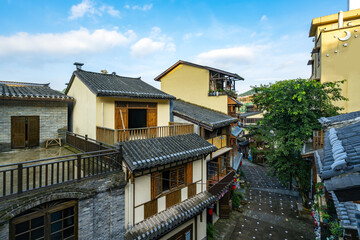 Streets of Nanshan ancient town in Chongqing, China