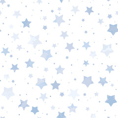Blue stars on white background. Vector seamless pattern.
