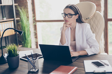 Portrait of her she nice attractive elegant classy luxury chic skilled lady specialist client...