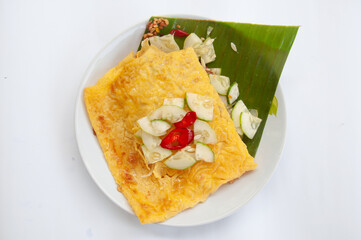 Stuffed crispy egg crepe. Vietnamese savory crepe