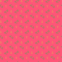  Seamless motorcycle pattern with anchor and abstract orange background.