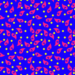  Seamless geometrical pattern with polka dots and navy background.