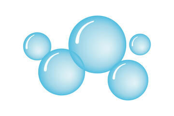 Vector illustration of light blue soap bubbles isolated on white background.