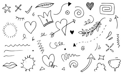 Hand drawn set elements, for concept design. vector illustration.