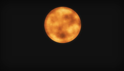 Orange full moon in dark black background
