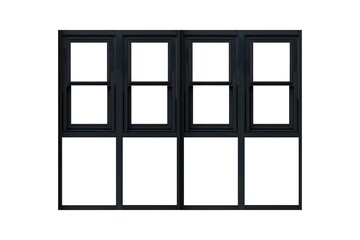 Vintage black wooden window frame isolaed on a white background