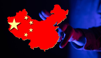 China world map with a pixel diamond texture. World map geography.