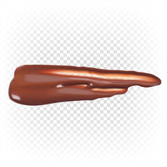 Vector illustration of liquid chocolate in top view. Dessert, smudged stain. Realistic brushstroke isolated on white background.