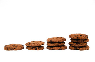 Chocolate cookies on a white background.