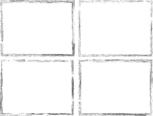 Set of Grunge Black and White Frames . textured rectangles for image