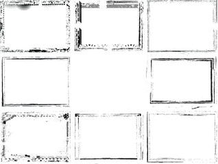 Set of Grunge Black and White Frames . textured rectangles for image