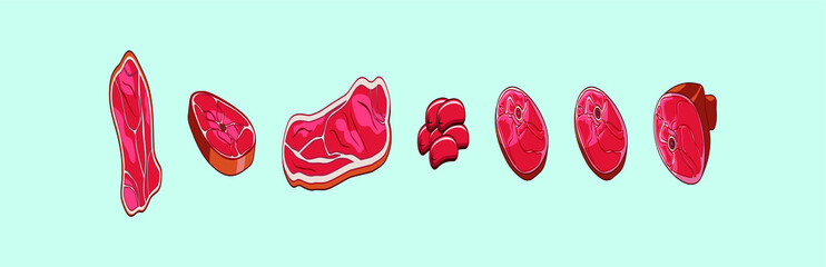 a set of ham. vector illustration. isolated on blue background