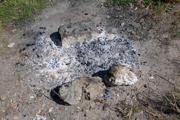 Bonfire in the forest, people have not removed the fire.