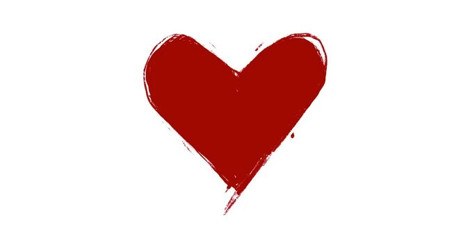 animation of a red heart beating on a white background for valentine's day hand drawn