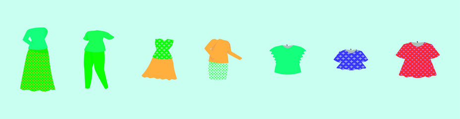 a set of woman's clothes. vector illustration. isolated on blue background