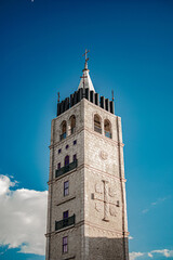 Croatian style tower with blue sky 