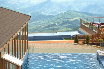 Swimming pool with amazing mountain view in Kopaonik resort, Serbia