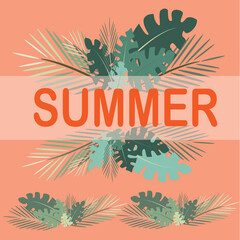 Summer tropical leaf background. Summer season.