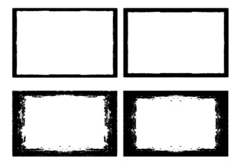 Set of Grunge Black and White Frames . textured rectangles for image