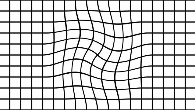 Abstract CGI motion background with animated deforming black and white grid in perfect seamless loop (3840 x 2160, 30 fps).