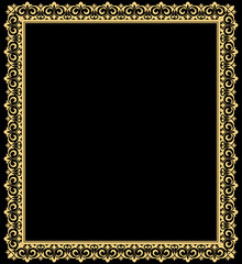 Decorative frame Elegant vector element for design in Eastern style, place for text. Floral golden and black border. Lace illustration for invitations and greeting cards