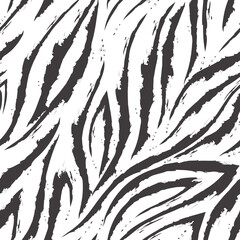 Vector seamless pattern of turquoise lines and corners on a white background.Texture of flowing shapes and lines with torn edges.Zebra skin or fur.