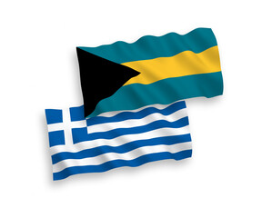 Flags of Greece and Commonwealth of The Bahamas on a white background