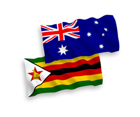 Flags of Australia and Zimbabwe on a white background