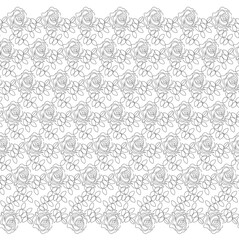 Vector ornamental seamless lacy pattern with roses. Set of Seamless Lacy Patterns. Ethnic geometric pattern design of Lace for background or wallpaper. Freehand Vector Drawing.