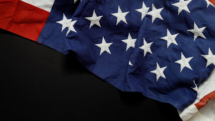 Close up of waving national usa american flag.