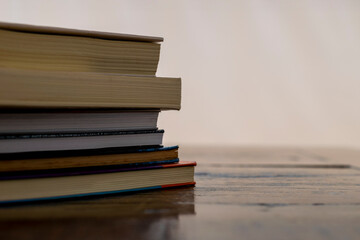 stack of old books on the table with space for text