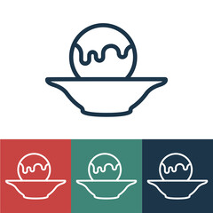 Line icon ice cream in dish