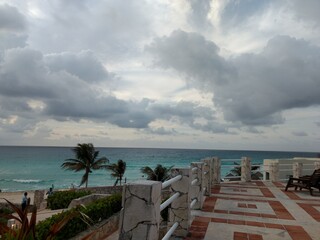 tropical beach with palm trees