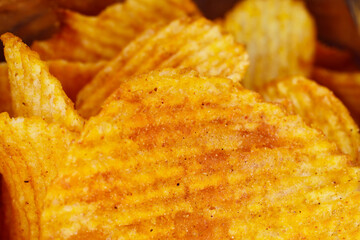 potato chips snack macro, close up