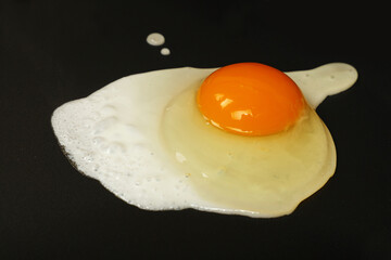 Close up sunny side fried egg on electric grill