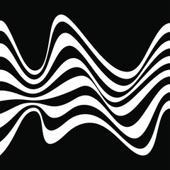 White vector wavy stripes. Op art. Wavy stripes pattern. Abstract monochrome background. Modern shape. Design element for prints, web pages, template and textile pattern