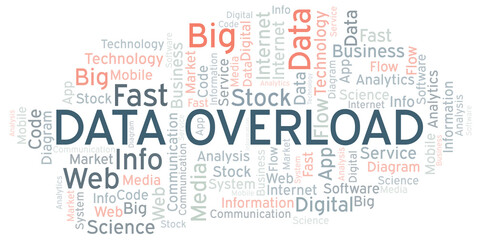 Data Overload vector word cloud, made with text only.