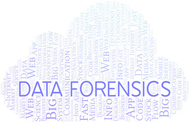 Obraz premium Data Forensics vector word cloud, made with text only.