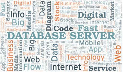 Database Server vector word cloud, made with text only.