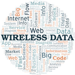 Wireless Data vector word cloud, made with text only.
