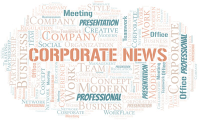 Fototapeta premium Corporate News vector word cloud, made with text only.