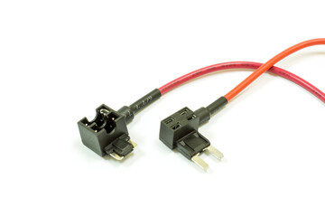 Close up of Fuse tap micro and Fuse tap mini on white background, Isolated, Car maintenance service.