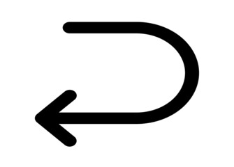 Undo arrow icon. Left turn direction symbol. Navigation pointer sign. Classic flat style. Gradient undo icon. Vector