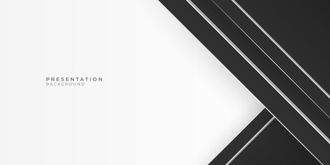 Black white abstract presentation background with triangles shapes dan blank copy space