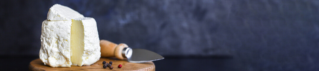 cheese head slices soft pickled food camembert brie background top view copy space organic healthy eating keto or paleo diet