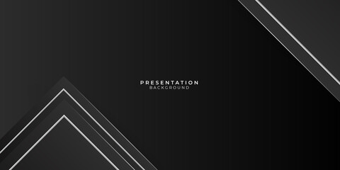 Black abstract presentation background with white lines triangles