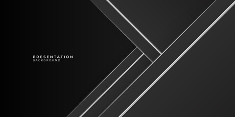 Black abstract presentation background with white lines stripes