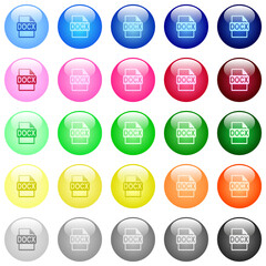 DOCX file format icons in color glossy buttons